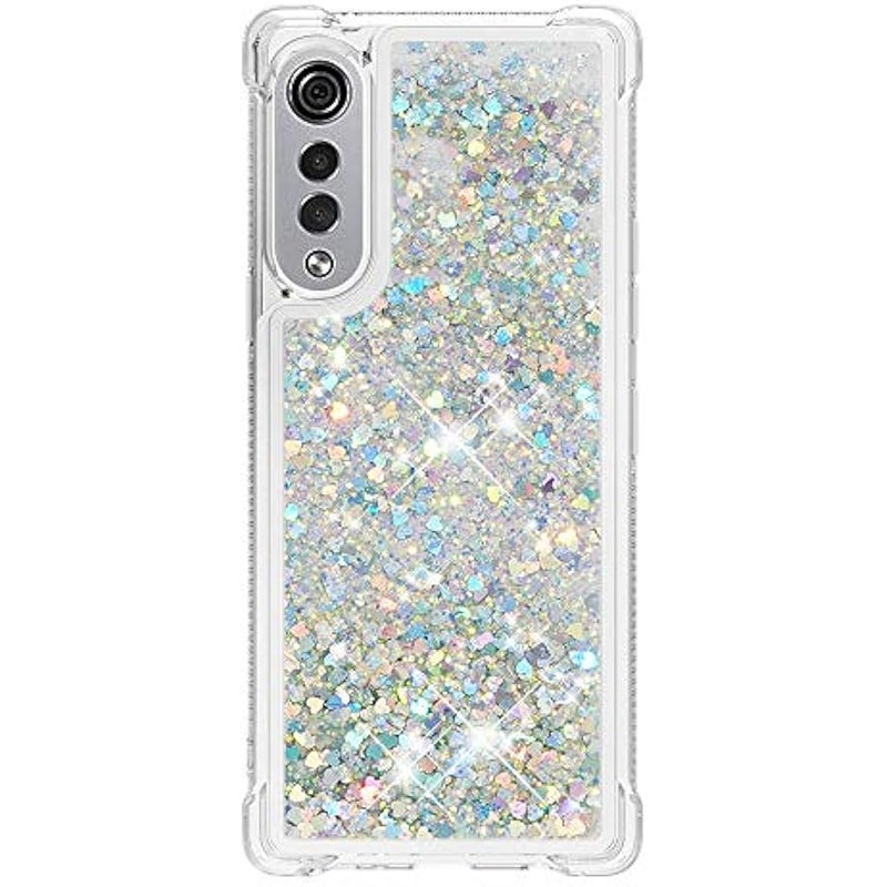 Fit for LG Velvet 5G Fashion Cute Phone Case,Quicksand Flowing Glitter Bling Flowing Liquid Floating Shiny Sparkle Soft TPU Protective Girls Women Phone Cover for LG Velvet 5G,RLS Colorful Silver - Image 4